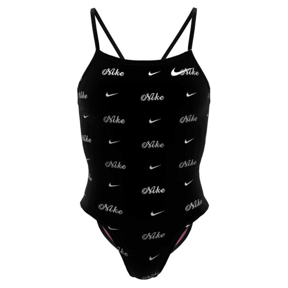 Nike Womens/Ladies Hydrastrong Logo One Piece Bathing Suit / Jet Black